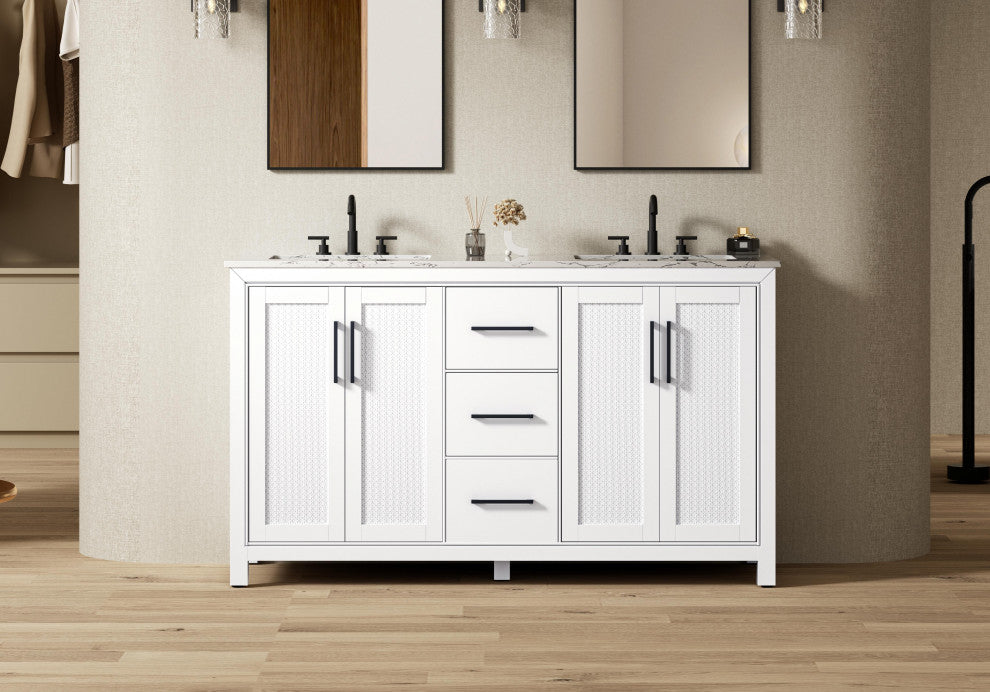 Home Living 60" Double Bathroom Vanity, White
