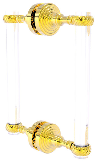 Pacific Grove 8" Twist Accent Back to Back Shower Door Pull, Polished Brass