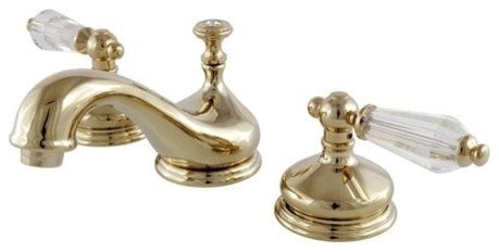 Kingston Brass Widespread Bathroom Faucet With Brass Pop-Up, Polished Brass