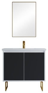 Dello 36" Single Bathroom Vanity Set With Rectangle Legs, Black