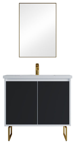 Dello 36" Single Bathroom Vanity Set With Rectangle Legs, Black