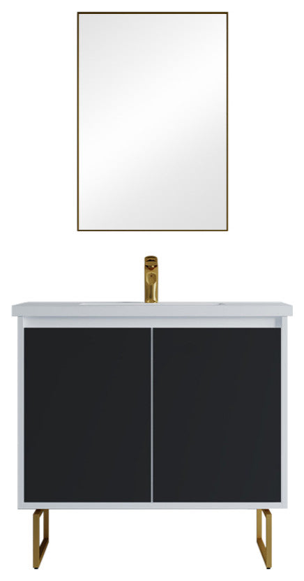 Dello 36" Single Bathroom Vanity Set With Rectangle Legs, Black