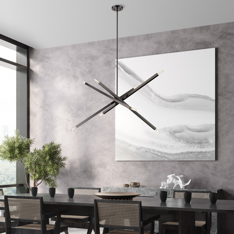 Livex Lighting Monaco 8-Light Black Chrome Large Linear Chandelier