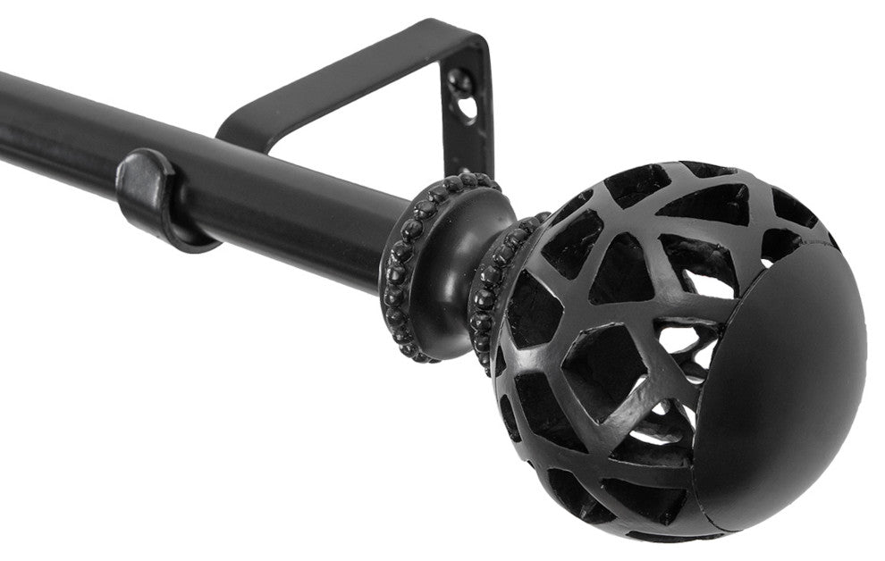 UTOPIA ALLEY 3/4" Single Adjustable Curtain rods for Windows, Black, 28"-48"