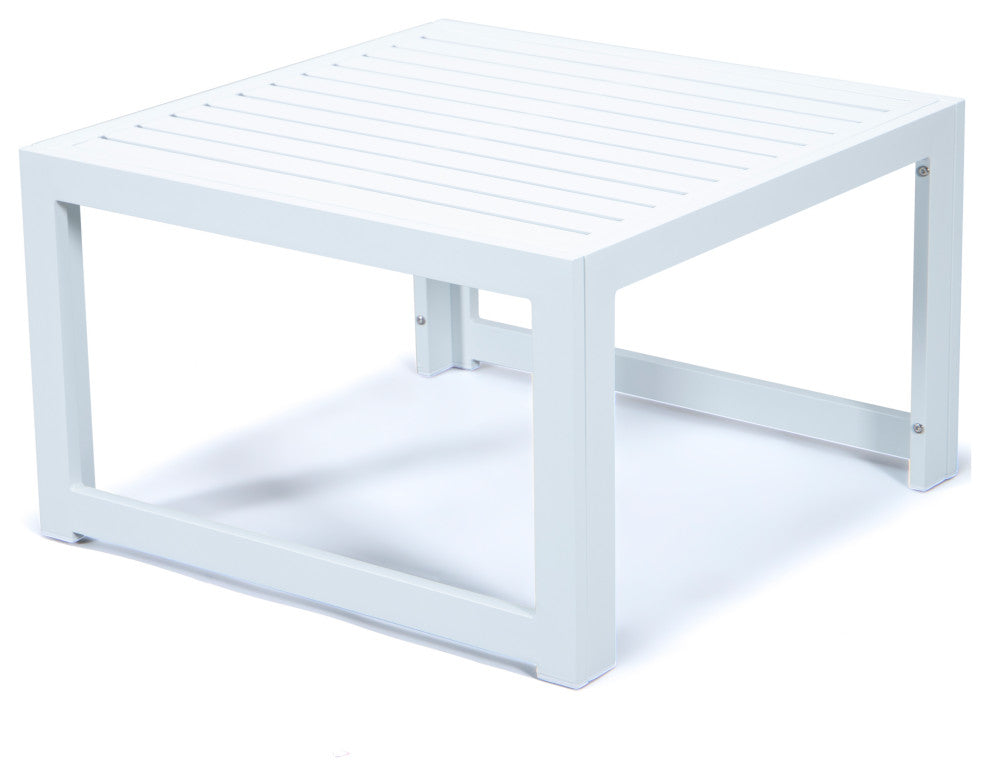 Leisuremod Chelsea Outdoor Patio Square Aluminum Coffee Table, White