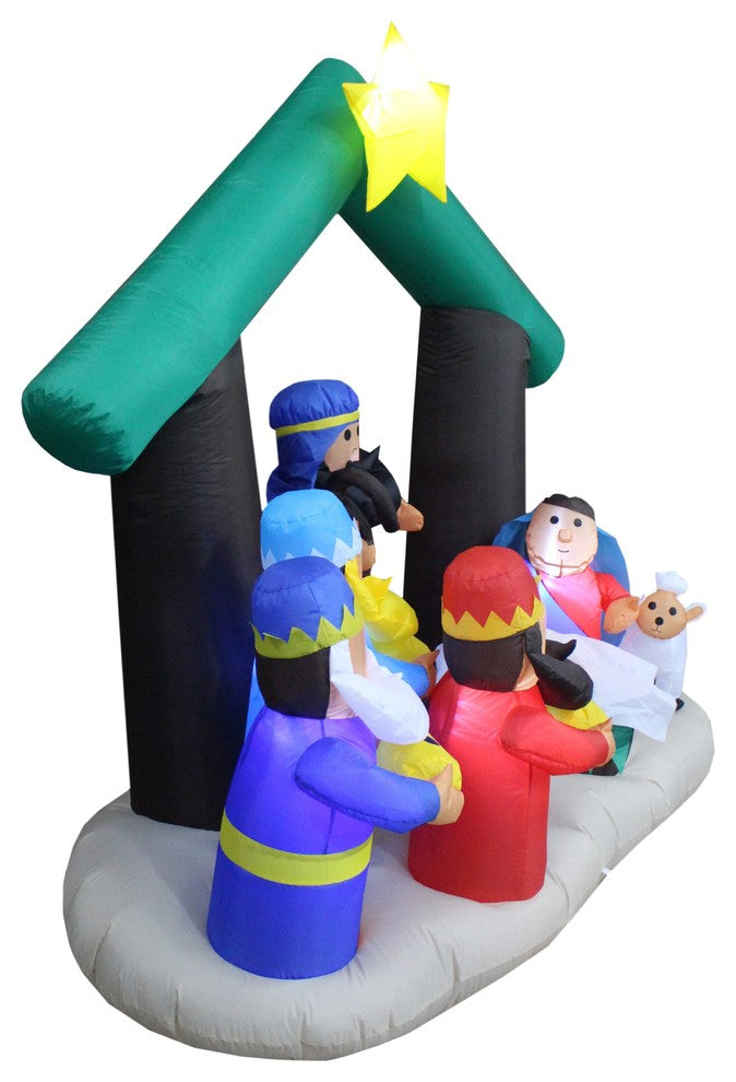 Long Christmas Inflatable Nativity Scene With Three Kings, 6'