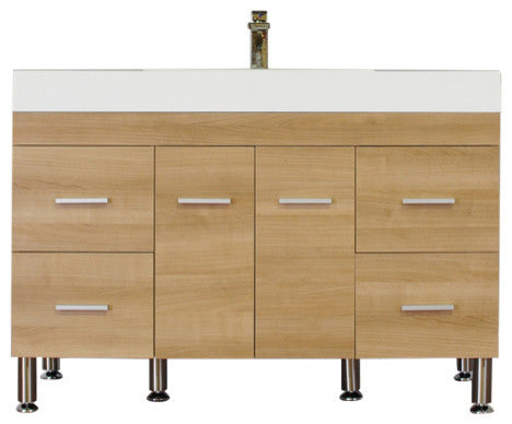 Ripley 47" Single Modern Bathroom Vanity, Light Oak, Without Mirror