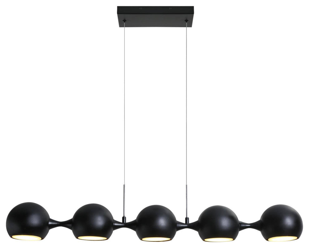LNC Hosodani 5-Light 41.3" Modern Linear LED Kitchen Island Light, Matte Black