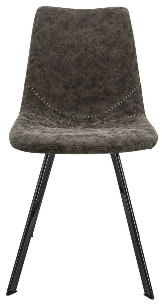 Leisuremod Markley Modern Leather Dining Chair With Metal Legs Set of 4