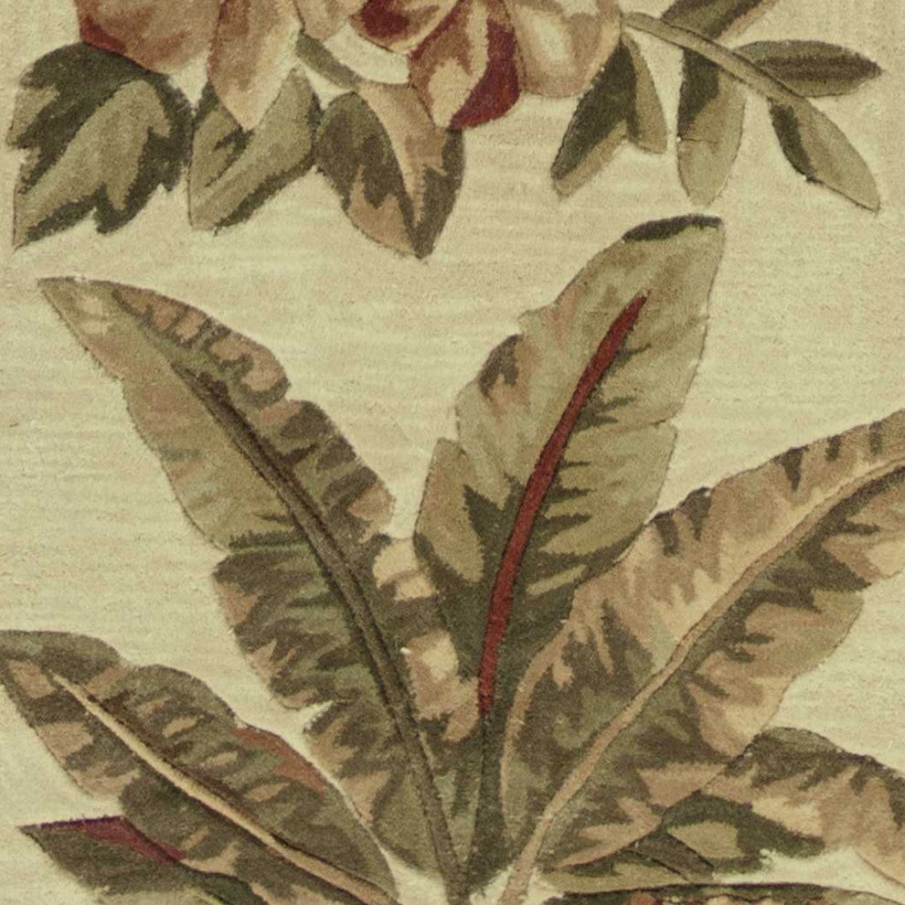 HomeRoots 10' Ivory Hand Tufted Tropical Indoor Runner Rug