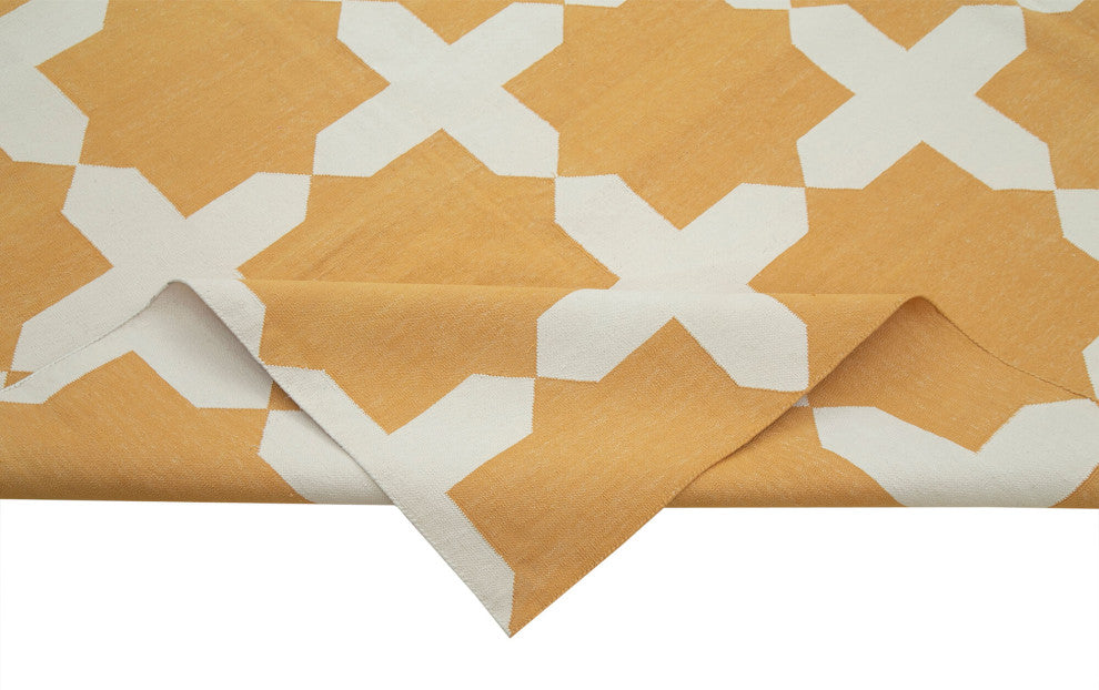 Rug N Carpet - Handmade Wool 9' 3'' x 11' 9'' Geometric Dhurrie Kilim Rug