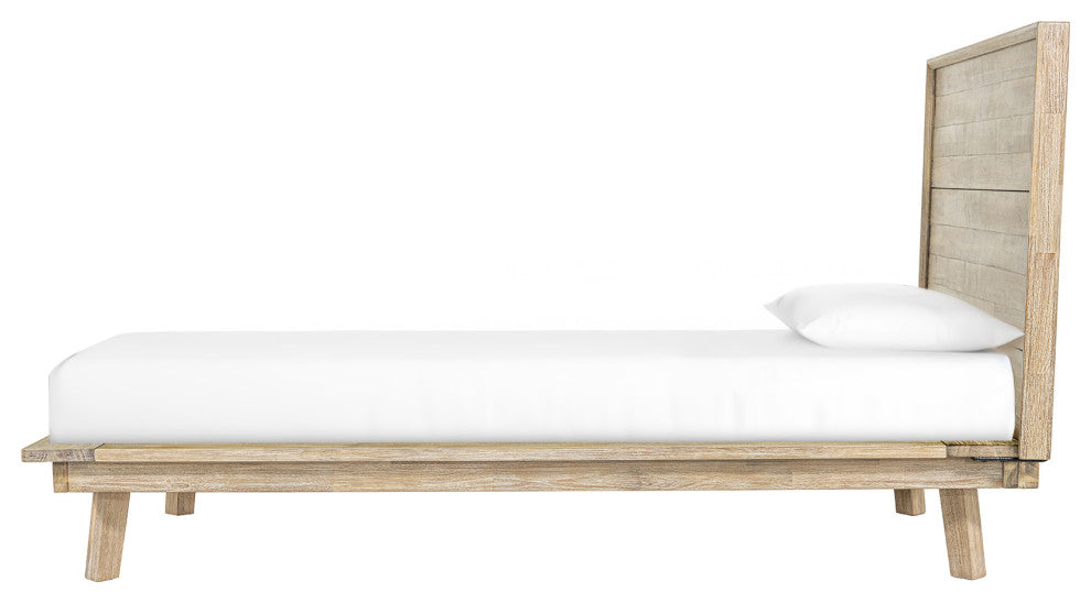 Gia Acacia Wood Panel Bed, Light Brown, Single