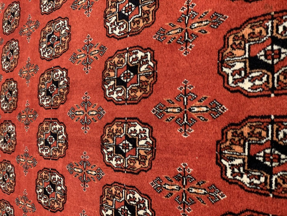 Red Color Fine Hand Knotted Vintage Bokhra 10'4''x13'5''