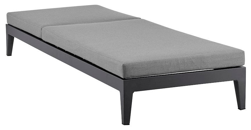 Outdoor Patio Adjustable Chaise Lounge Chair in Aluminum with Gray Cushions