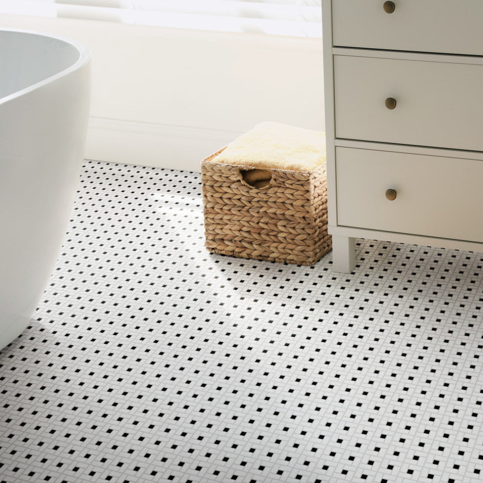 Spiral Black and White Porcelain Floor and Wall Tile