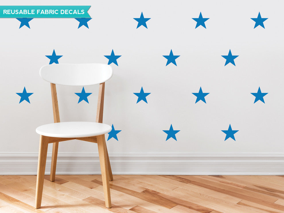 Stars Fabric Wall Decals, Set of 30 Stars, Blue