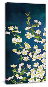 "White in Blue" Painting Print on Canvas