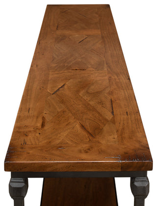 Huntsman Console Table With Shelf Wood and Iron Frame
