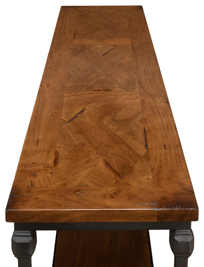 Huntsman Console Table With Shelf Wood and Iron Frame