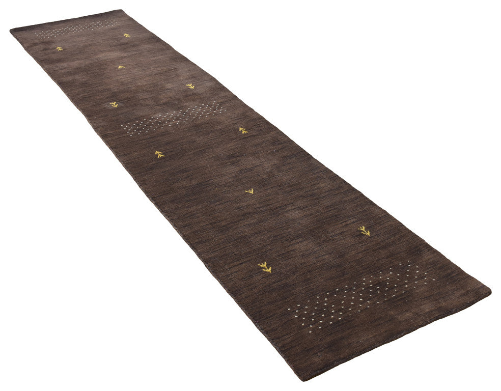 HAND KNOTTED LOOM WOOL ECO-FRIENDLY AREA RUGS - Runner, Brown, Contemporary