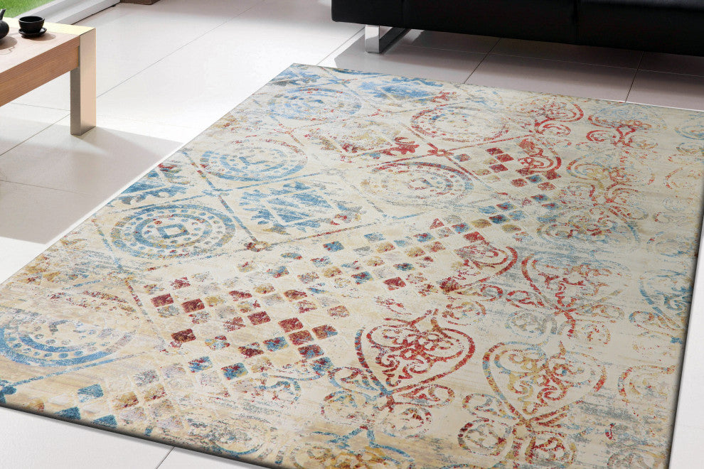Prism 4434-109 Area Rug, Ivory and Multi, 7''10"x10''10"