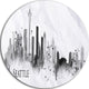 Seattle Black Silhouette, Cityscape Painting Disc Metal Artwork, 36"