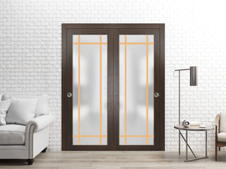 Bypass Doors 56 x 84 | Planum 2113 Chocolate Ash  | Sturdy Rails