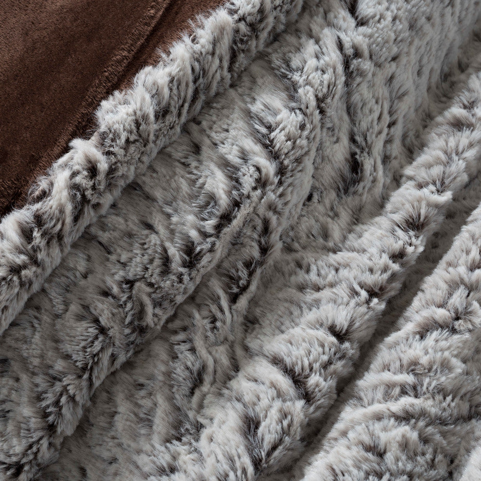 Faux Fur Comforter and Sham Set 3 Piece Mink Faux Fur, Full/Queen