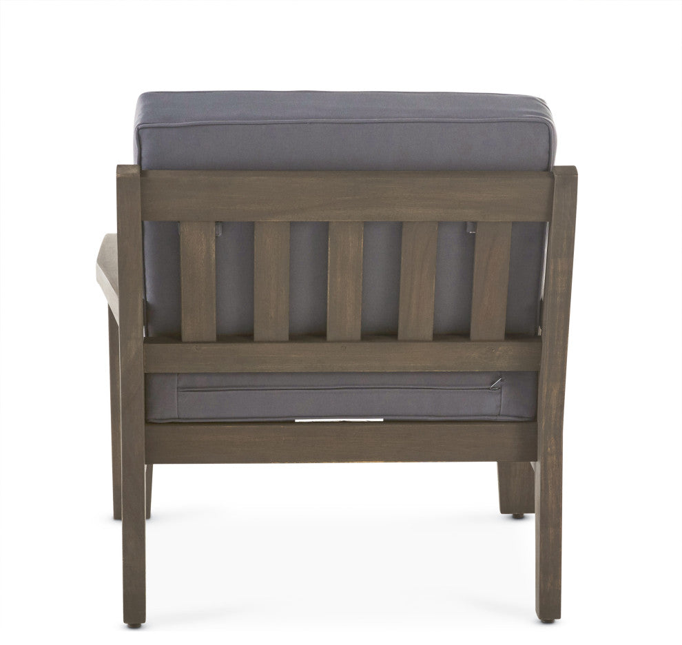 GDF Studio Giselle Outdoor Acacia Wood Club Chairs With Water Resistant Cushions, Set of 2