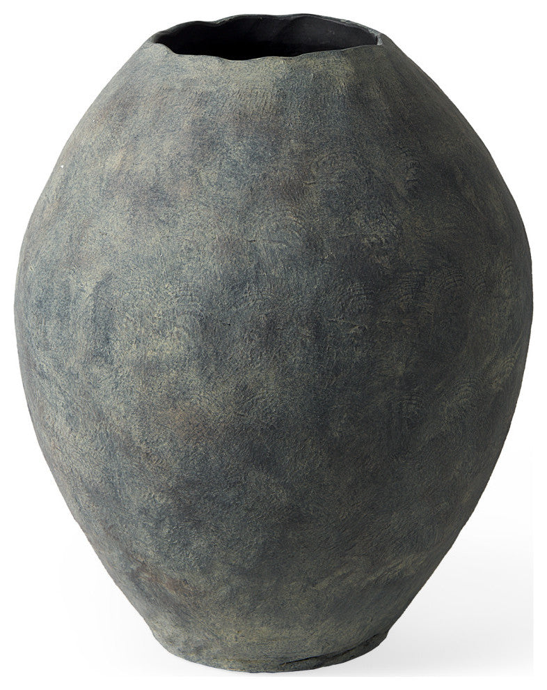 Gobi 20Lx23H Small Gray Ceramic Oval Vase