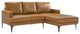 Modway Evermore Right-Facing Vegan Leather and Metal Sectional Sofa in Tan