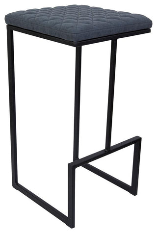 LeisureMod Quincy Quilted Stitched Leather Bar Stools With Metal Frame