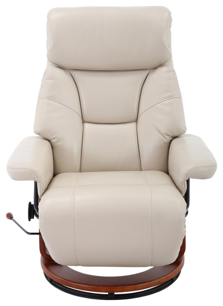 HomeRoots Ivory Faux Leather Swivel Adjustable Recliner Chair