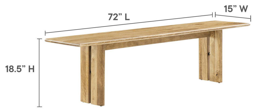 Amistad 86" Wood Dining Table and Bench 2 Piece Set - Oak