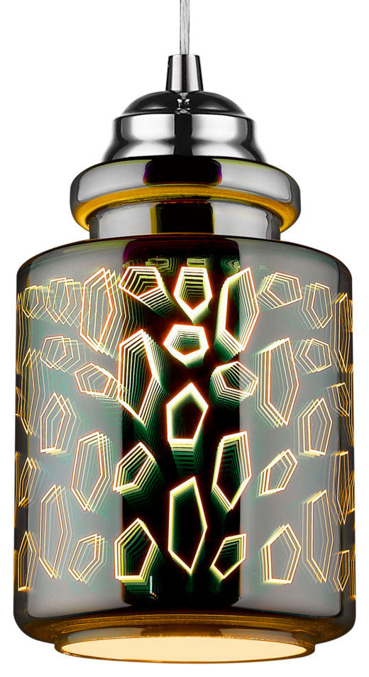 Mini Pendant Light, 3D Colorful Glass Cylinder