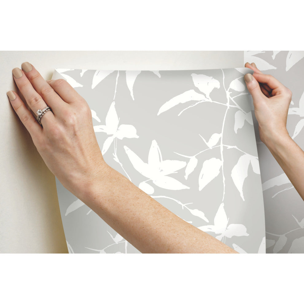 Persimmon Leaf Wallpaper, Light Gray
