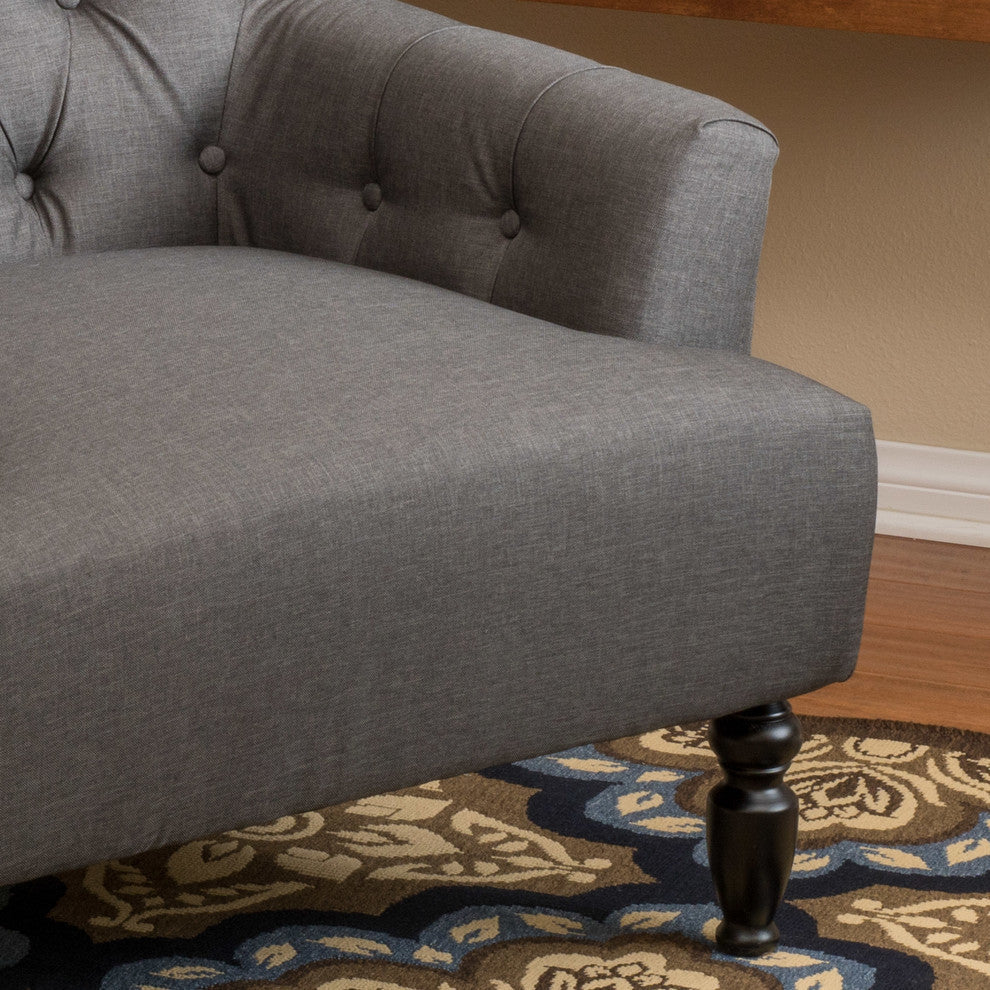 GDF Studio Byrnes Contemporary Button-Tufted Fabric Club Chair With Rolled Backr