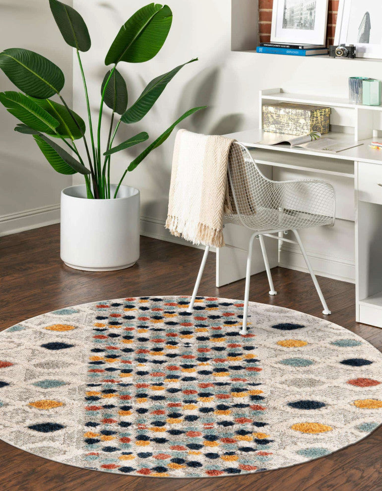 Unique Loom Cherokee Asheville Area Rug, Multi, 7'' 0 X 7'' 0 Round