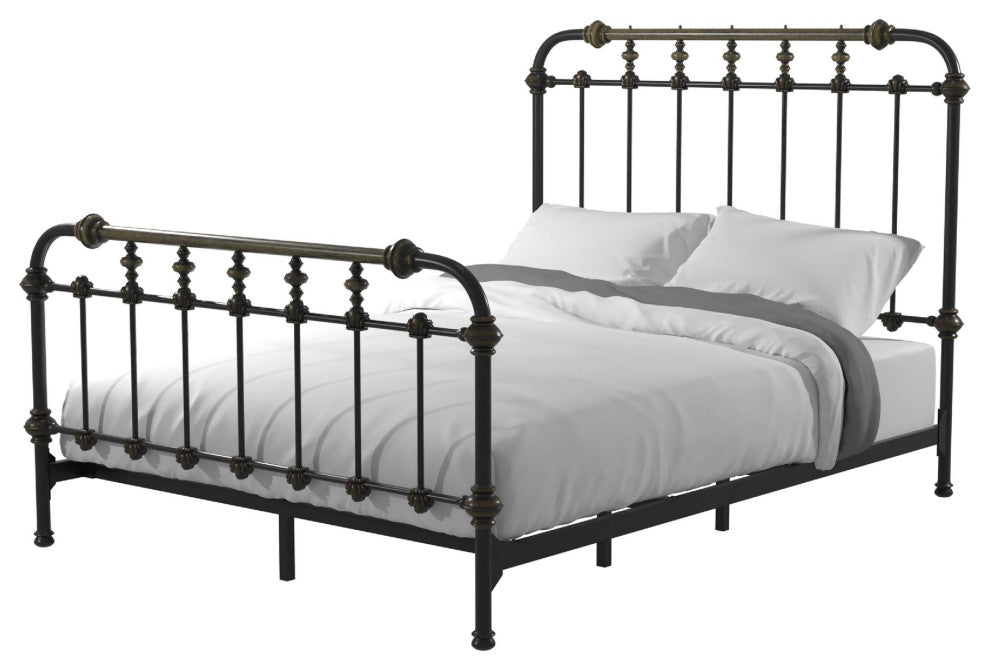 Furniture of America Cecil Transitional Metal Twin Spindle Bed in Antique Black
