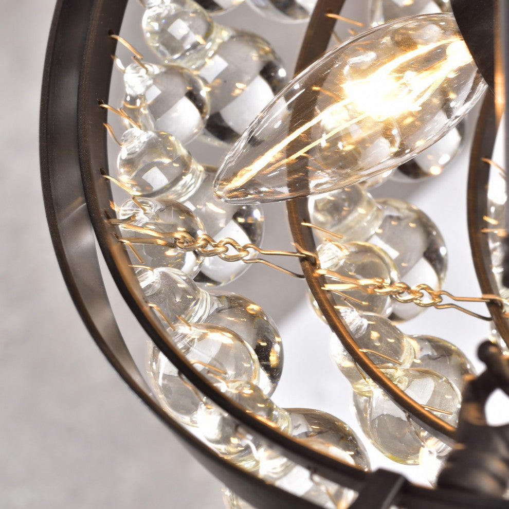 Modern Style Glass Crystal 5-Light Luxury Chandelier Antique Bronze Chandelier
