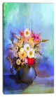 Beautiful Flowers Bouquet on Blue, Large Floral Canvas Artwork, 16"x32"