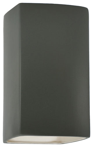 Ambiance Large Rectangle Outdoor Wall Sconce, Closed, Pewter Green, E26