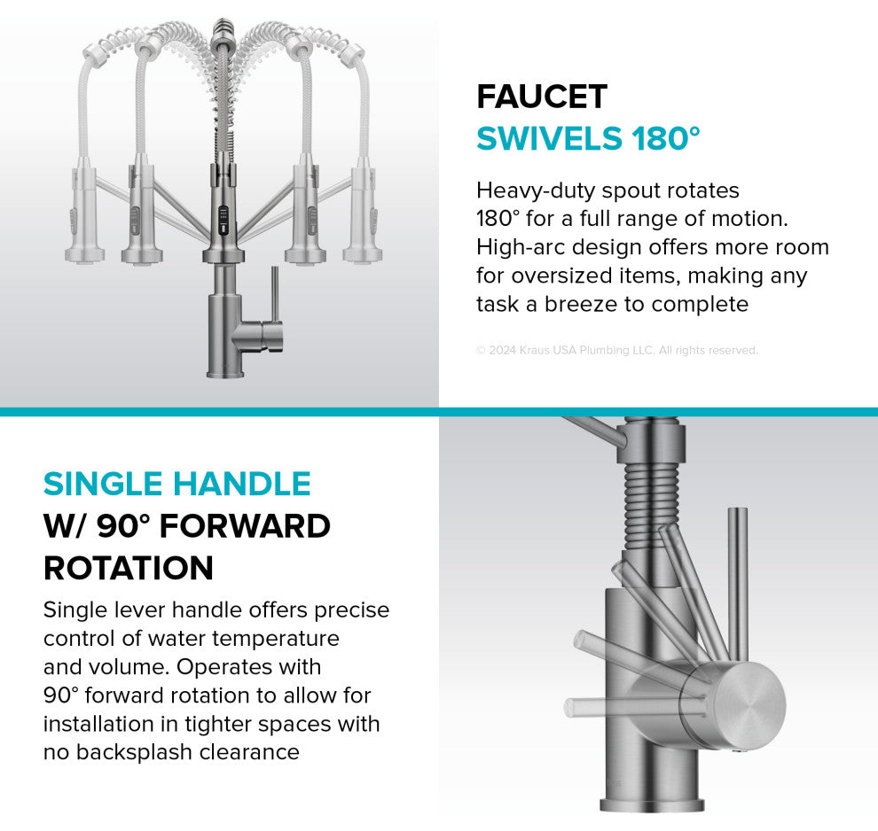 Bolden Commercial Style 2-Function Pull-Down 1-Handle 1-Hole Kitchen Faucet, Spot-Free Stainless Steel/ Chrome