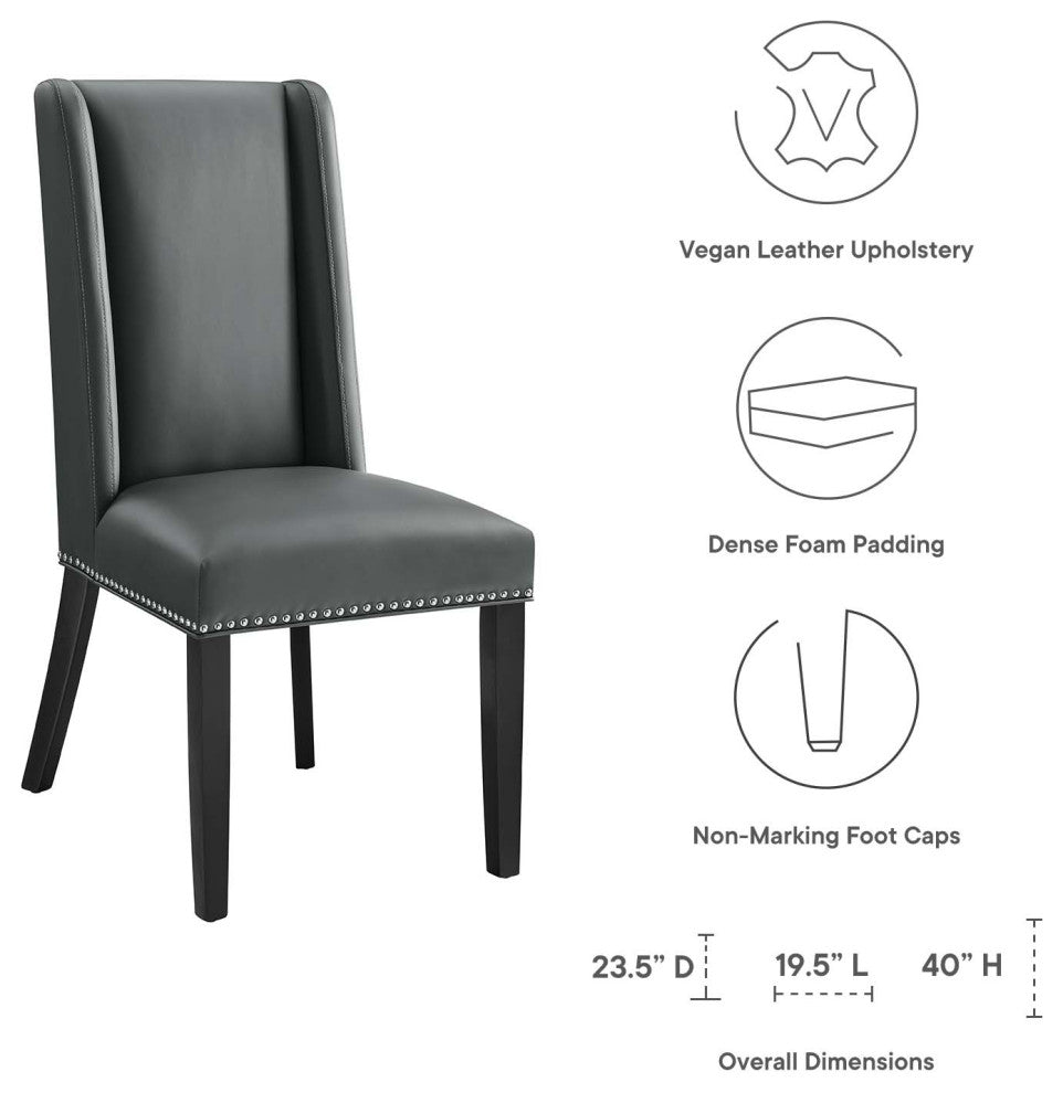 Baron Vegan Leather Dining Chair, Gray
