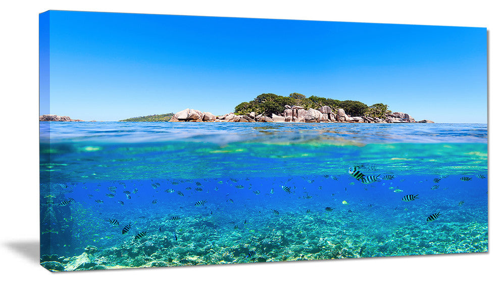 "Under and Above the Waters" Seascape Canvas Photo Print, 1 Panel, 60"x28"