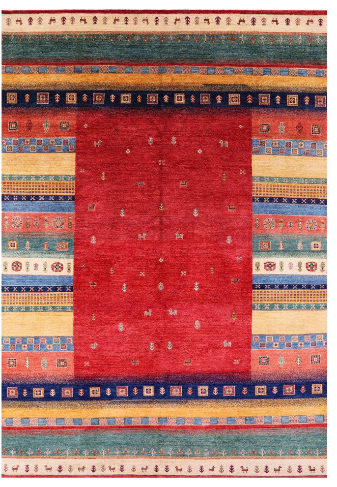 8' 4" X 12' 0" Tribal Persian Gabbeh Handmade Wool Rug Q4892