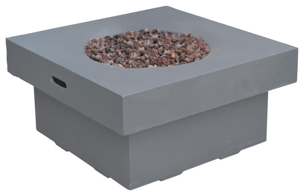 Branford Square Light Gray Concrete 34" Propane Fire Table by Modeno
