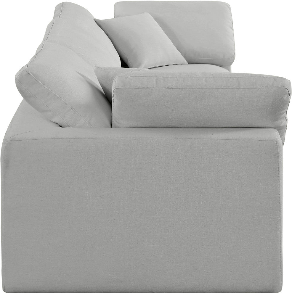 Comfy Upholstered Modular Sofa, Grey, 3-Piece: 1 Armless Chair, 2 Corner Chair, Linen Textured Fabric