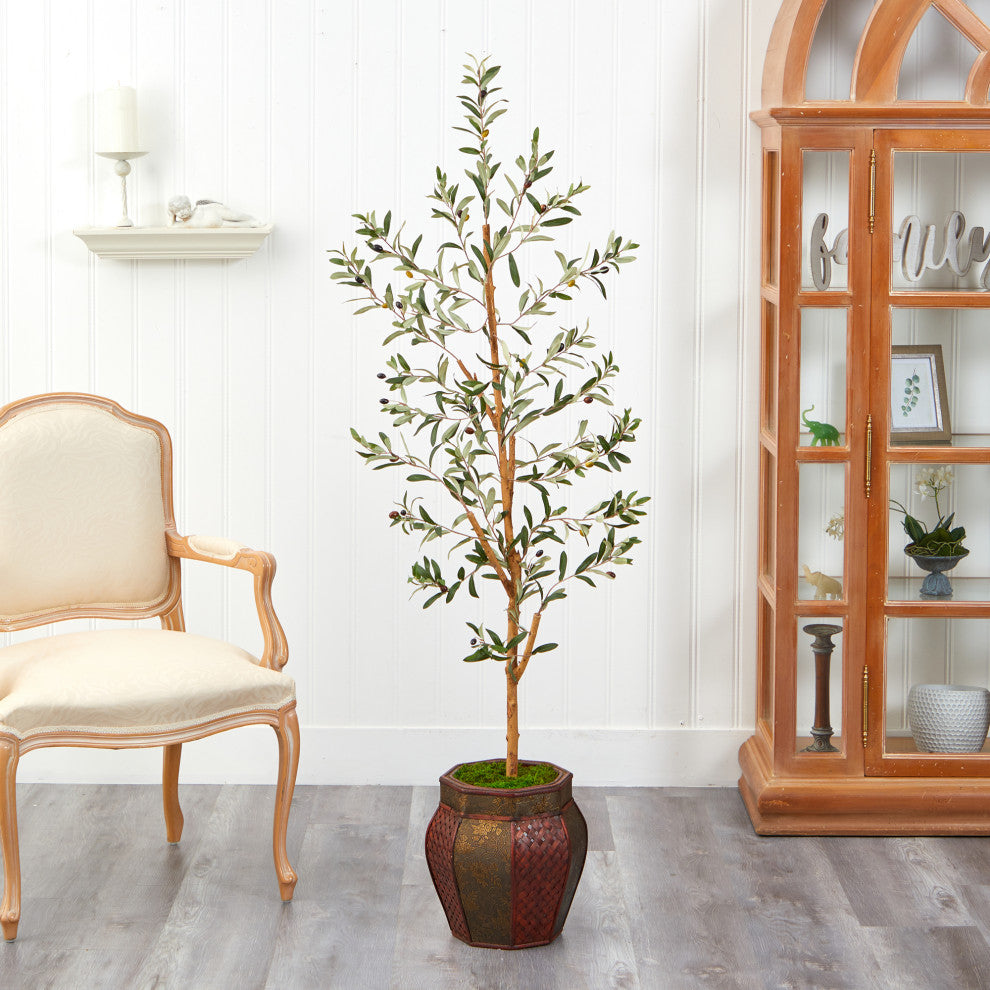 5.5' Olive Artificial Tree, Decorative Planter