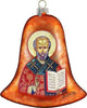 Hand Painted Saint Nick Bell Glass Scenic Ornament